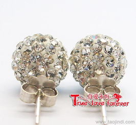 璀璨热销，厂家直销香巴拉8mm软陶镶钻球耳钉——铜镀银工艺引领美发饰品新风尚